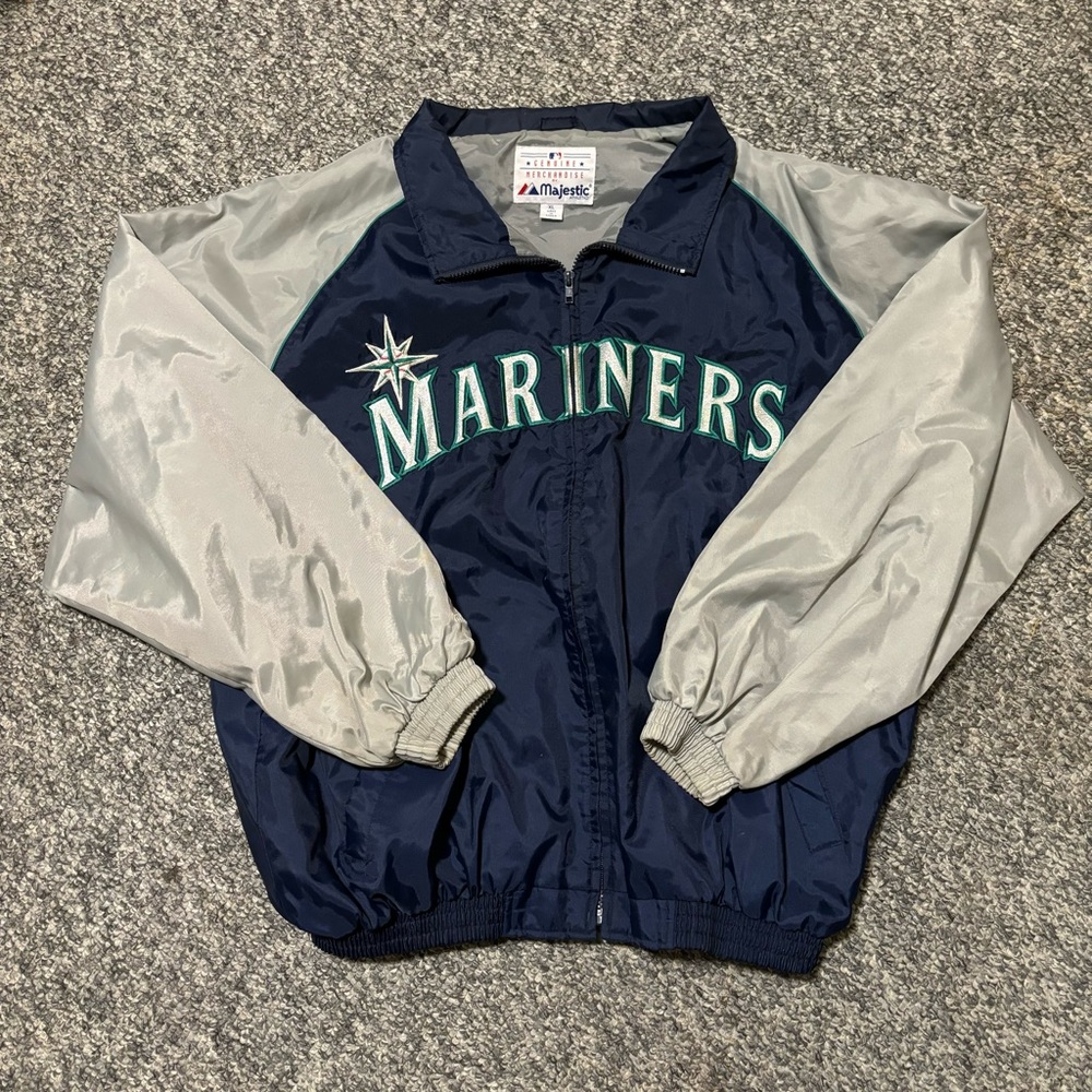 Vintage Majestic Athletic Seattle Mariners Windbreaker Zip Up Jacket